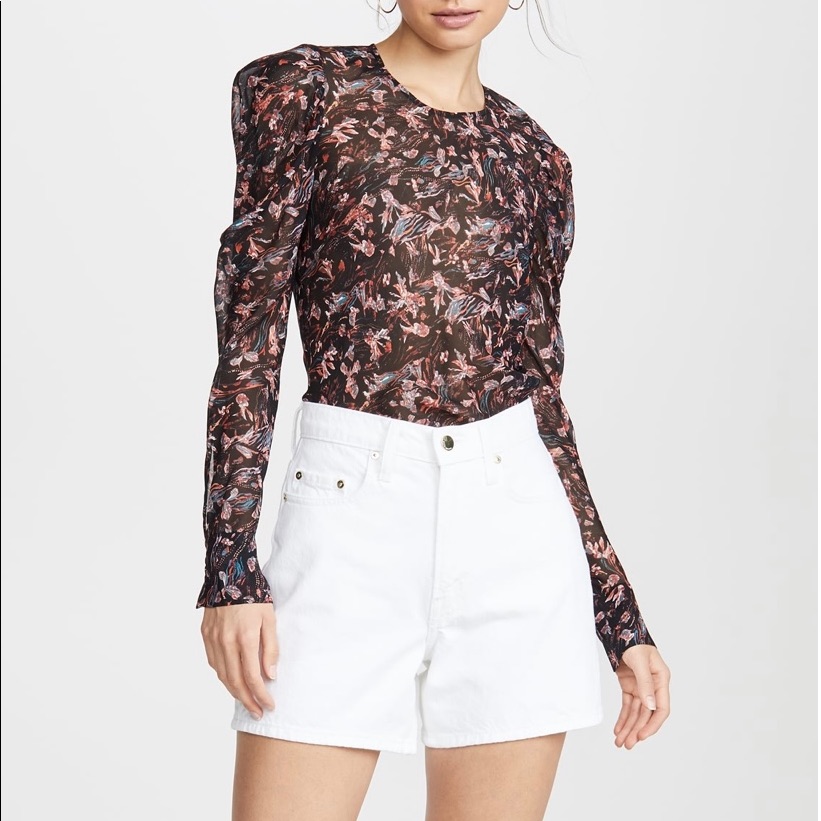 Iro Sheer Floral Print Long Sleeve Lou Top